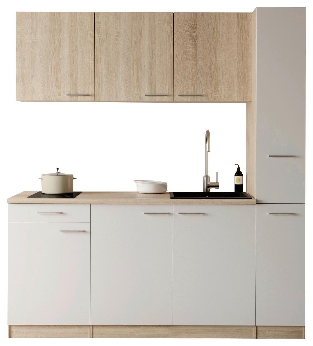 KÜCHENBLOCK Ingrid, Weiß B: 180 cm - Eichefarben/Weiß, Design, Holzwerkstoff (180cm) - Respekta