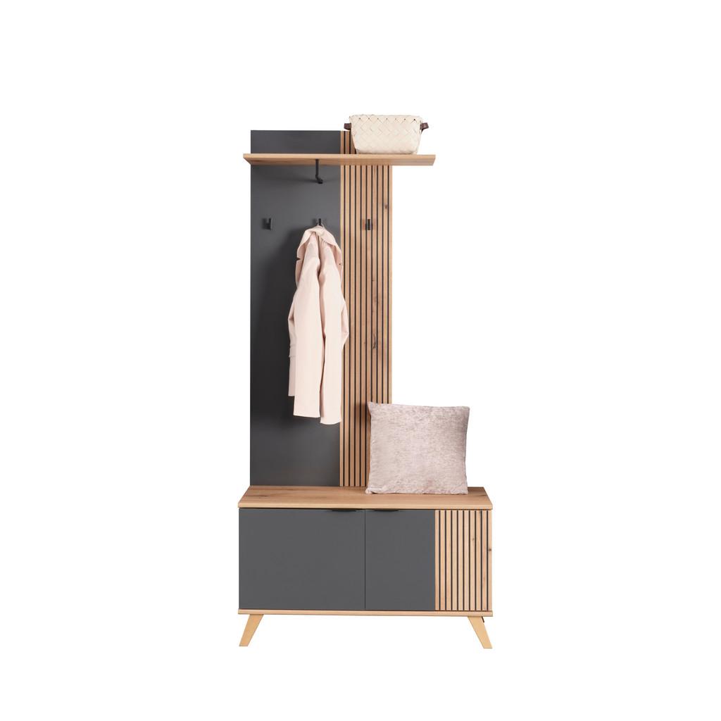 Garderobe Clever Anthrazit /Eichefarben B: 90cm