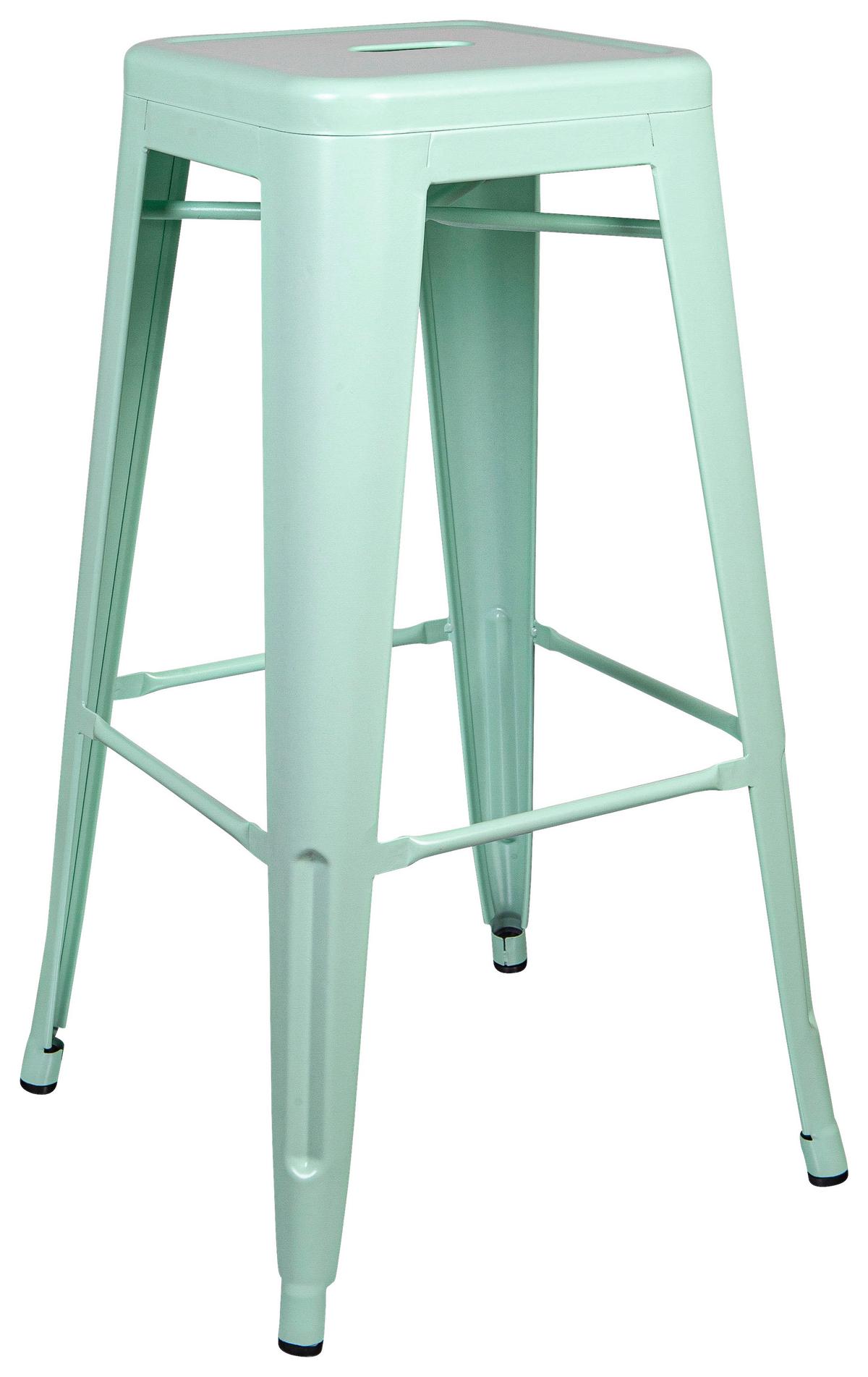 Barhocker Vantaggio High Brush Stapelbar Pastellgrün Bis150kg - Pastellgrün/Schwarz, Basics, Metall (44/77/44cm) - MID.YOU