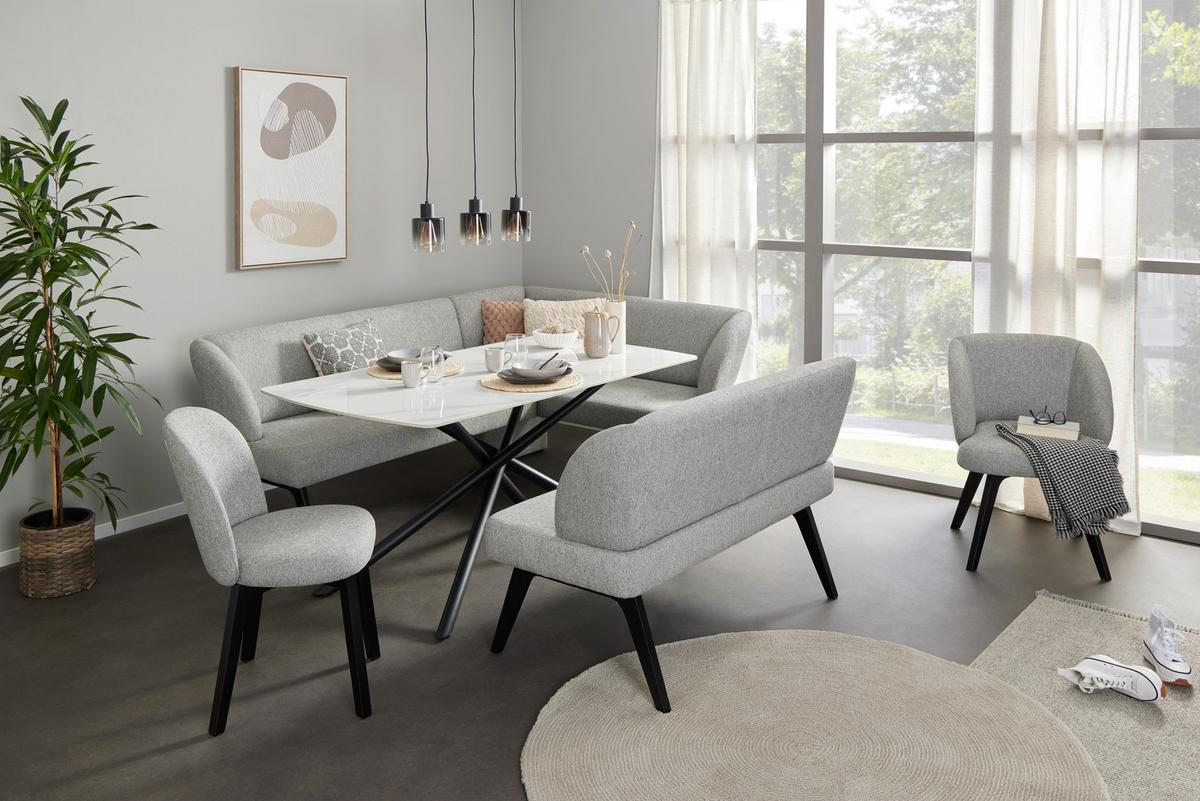 Eckbank Nala Webstoff Hellgrau, 215x150cm - Hellgrau/Schwarz, MODERN, Holz/Textil (215/150cm)