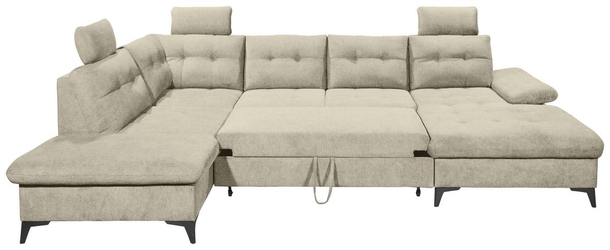 Sedacia súprava DURBAN U, ľavá, béžová - čierna/béžová, Konventionell, textil/plast (218/324/170cm) - MID.YOU