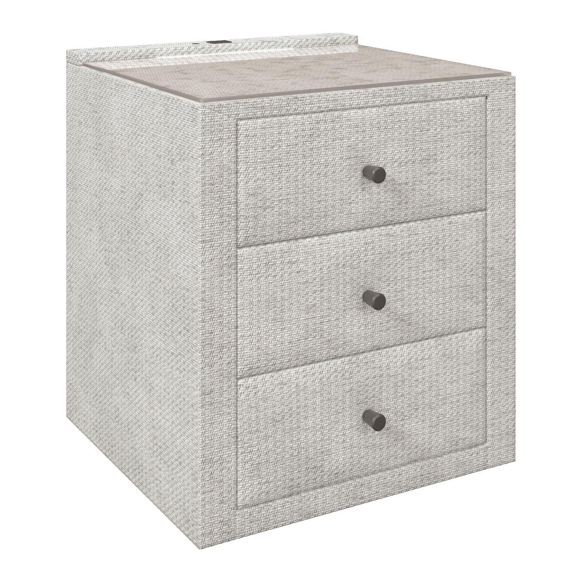 Nachtkästchen Brisbane I inkl. USB Anschluss B: 49,5cm - Creme, Trend, Glas/Holzwerkstoff (49,5/56,5/46cm) - Sembella