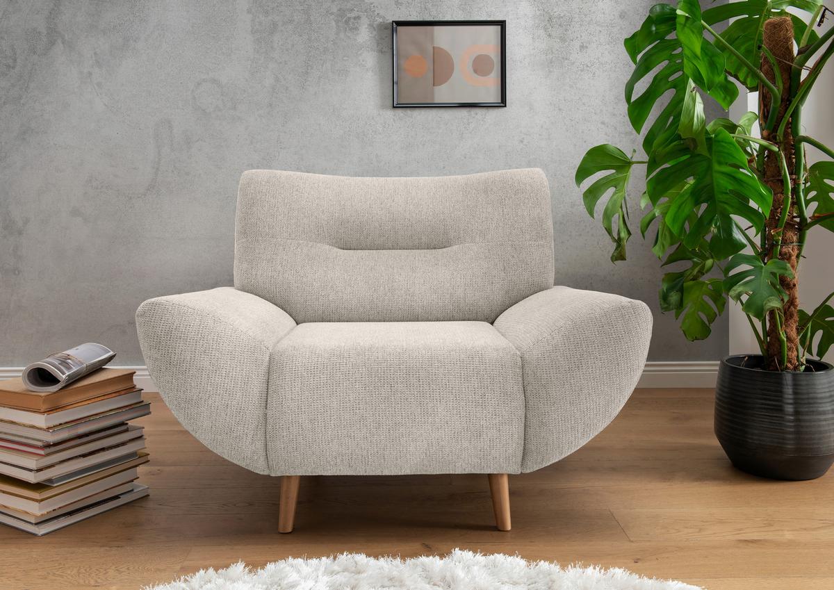 Sessel Drago Beige B/H/T: 111/81/90 cm - Wildeiche/Beige, MODERN, Textil (111/81/90cm) - MID.YOU