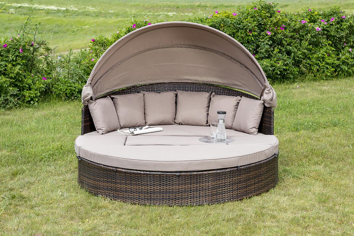 Gartenmuschel Riva Metall/ Kunststoff/Textil verstellbar - Taupe/Braun, KONVENTIONELL, Kunststoff/Textil (180/88/183cm) - Gardenson