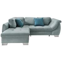 Ecksofa mit Schlaffunktion Flora Blau Cord - Blau/Silberfarben, Design, Textil (190/250cm) - MID.YOU