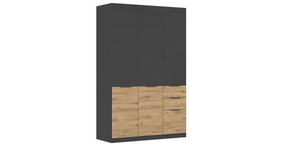 Drehtürenschrank Mit Schubladen 136cm Max-Extra - Eiche Artisan/Grau, KONVENTIONELL, Holzwerkstoff (136/210/54cm) - James Wood