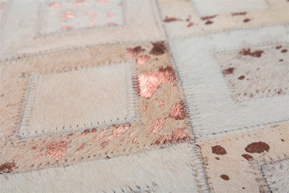 Flachwebteppich, 80x150 cm Spark 110 Elfenbein/Ch 80x150 - Chromfarben/Beige, Design, Leder (80/150cm) - Novel