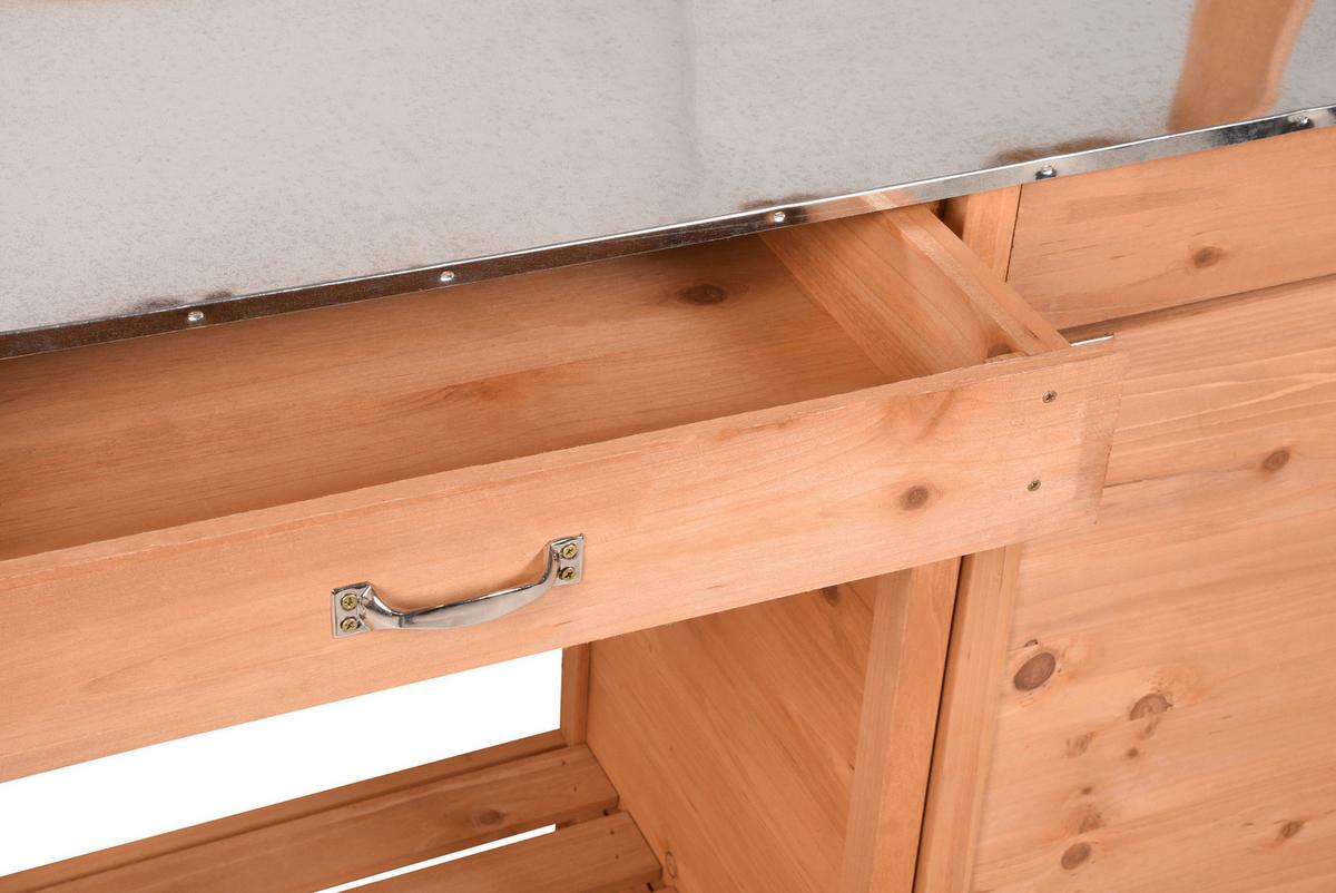 PFLANZTISCH GEWÄCHSHAUS AUS HOLZ - Silberfarben/Braun, MODERN, Holz/Metall (45,5/125/112,3cm) - Gardenson