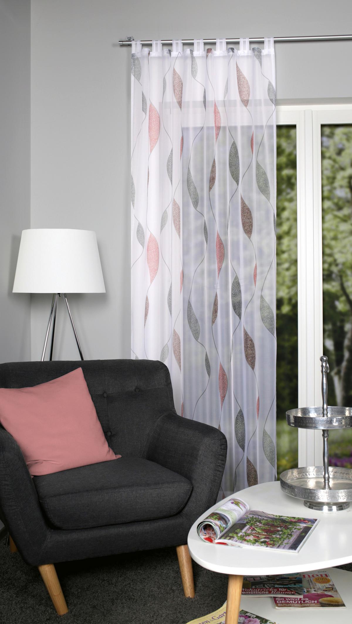 Schlaufenvorhang Paolo - Hellrot/Rot, KONVENTIONELL, Textil (140/225cm) - Schmidt W. Gmbh