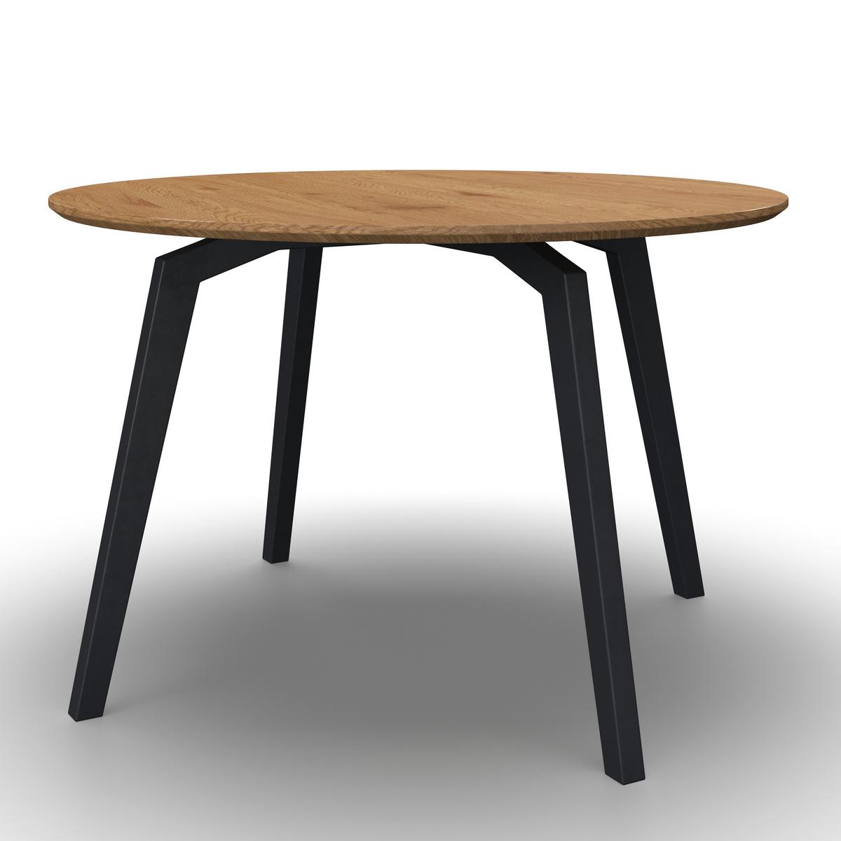 Jídelní stůl ELIAN 120 - černá/barvy dubu, Moderní, kov/kompozitní dřevo (120/120/76cm) - Bessagi Home