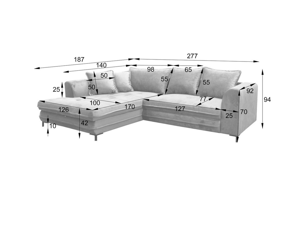 Eckschlafsofa Bello Schwarz Schlaffunktion Ottomane Rechts - Schwarz, Design, Textil (277/187cm) - Livetastic
