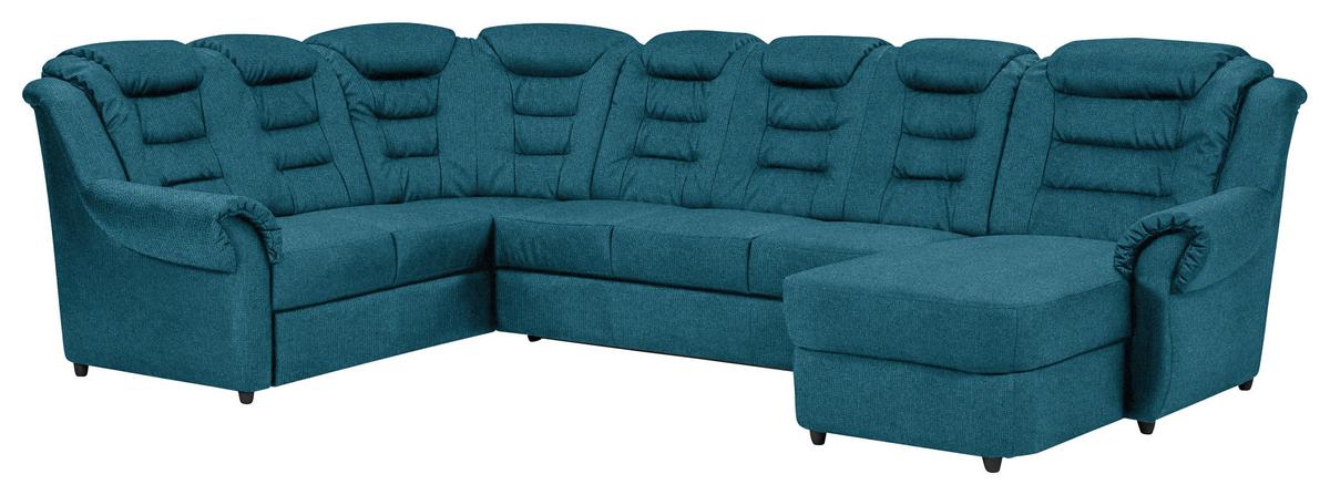 Wohnlandschaft Boston Blau Chenille - Blau/Schwarz, KONVENTIONELL, Textil (216/333/165cm) - Livetastic