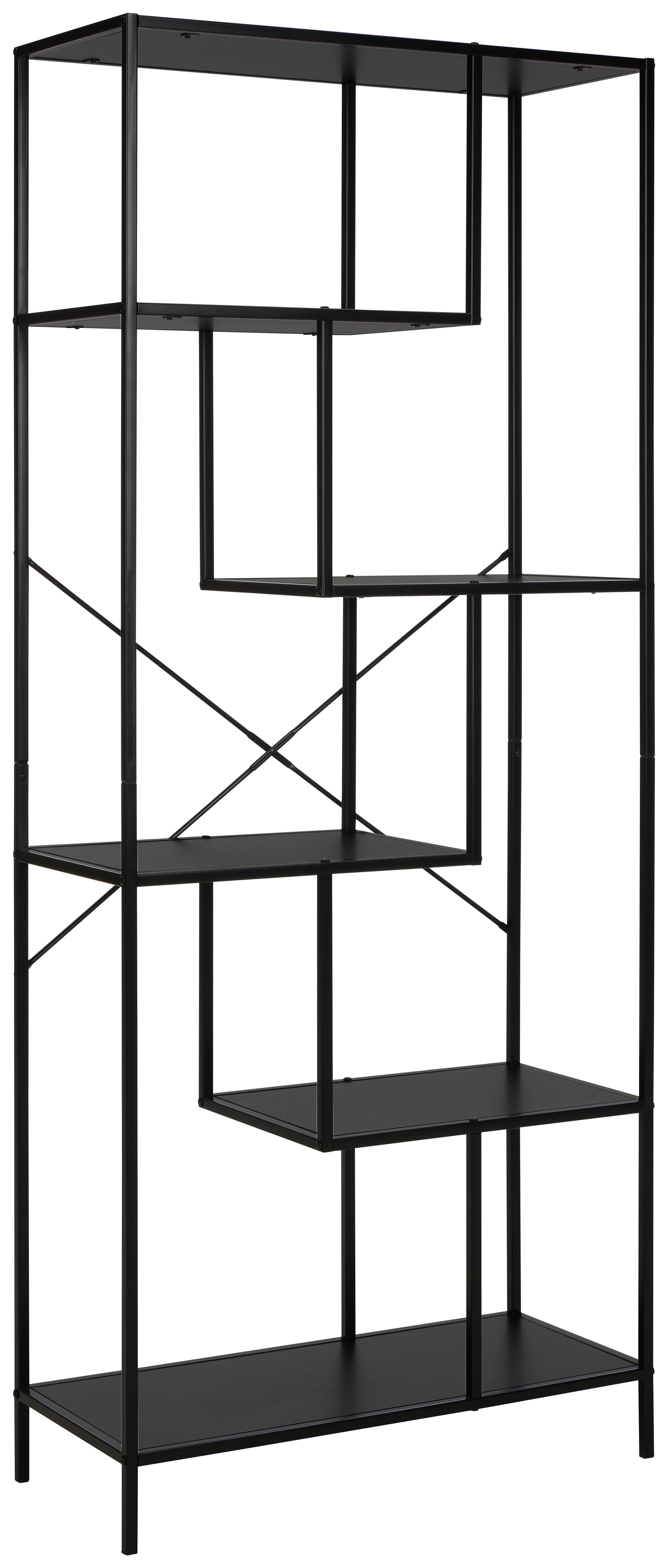 Regál Matea - čierna, Moderný, kov/kompozitné drevo (77/185/33,2cm) - Modern Living