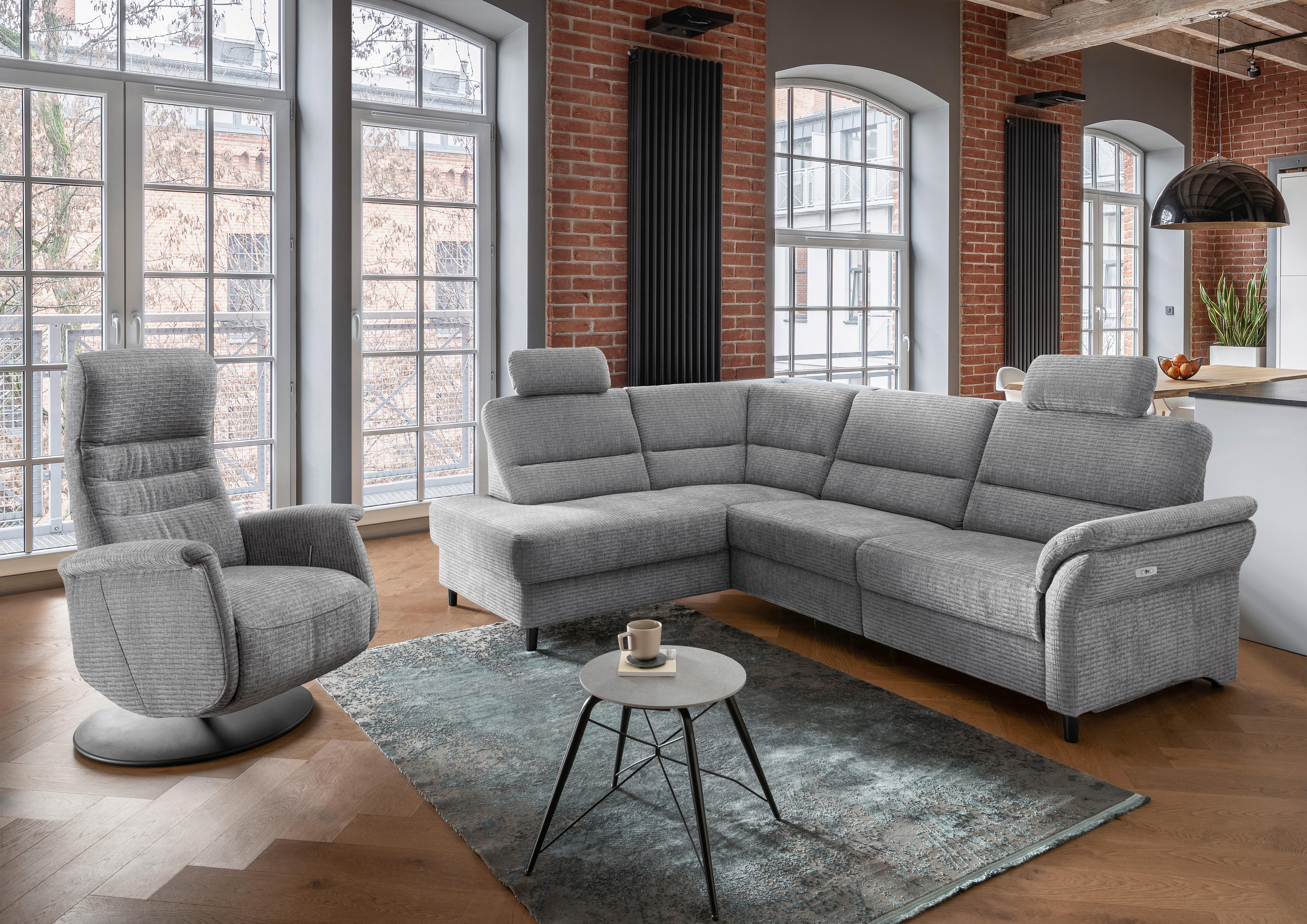 Ecksofa Cavoli Grau Relaxfunktion S: 190x266 cm - Schwarz/Weiß, MODERN, Textil (190/266cm) - Livetastic