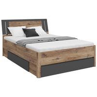 Stauraumbett 140x200 Cm Saturn Graphitf./eiche Dekor - Eiche dunkel/Eichefarben, KONVENTIONELL, Holzwerkstoff (140/200cm)