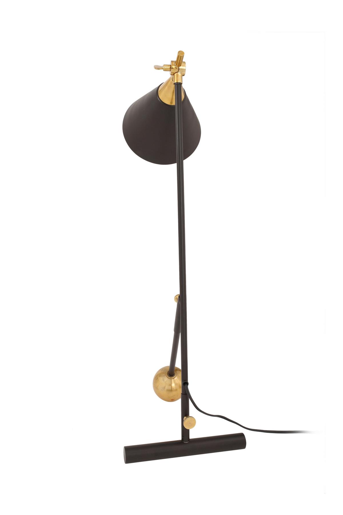 STEHLEUCHTE Schwarz/Gold, E27, 25W - Goldfarben/Schwarz, Design, Kunststoff/Stein (23/76/32cm) - Kayoom
