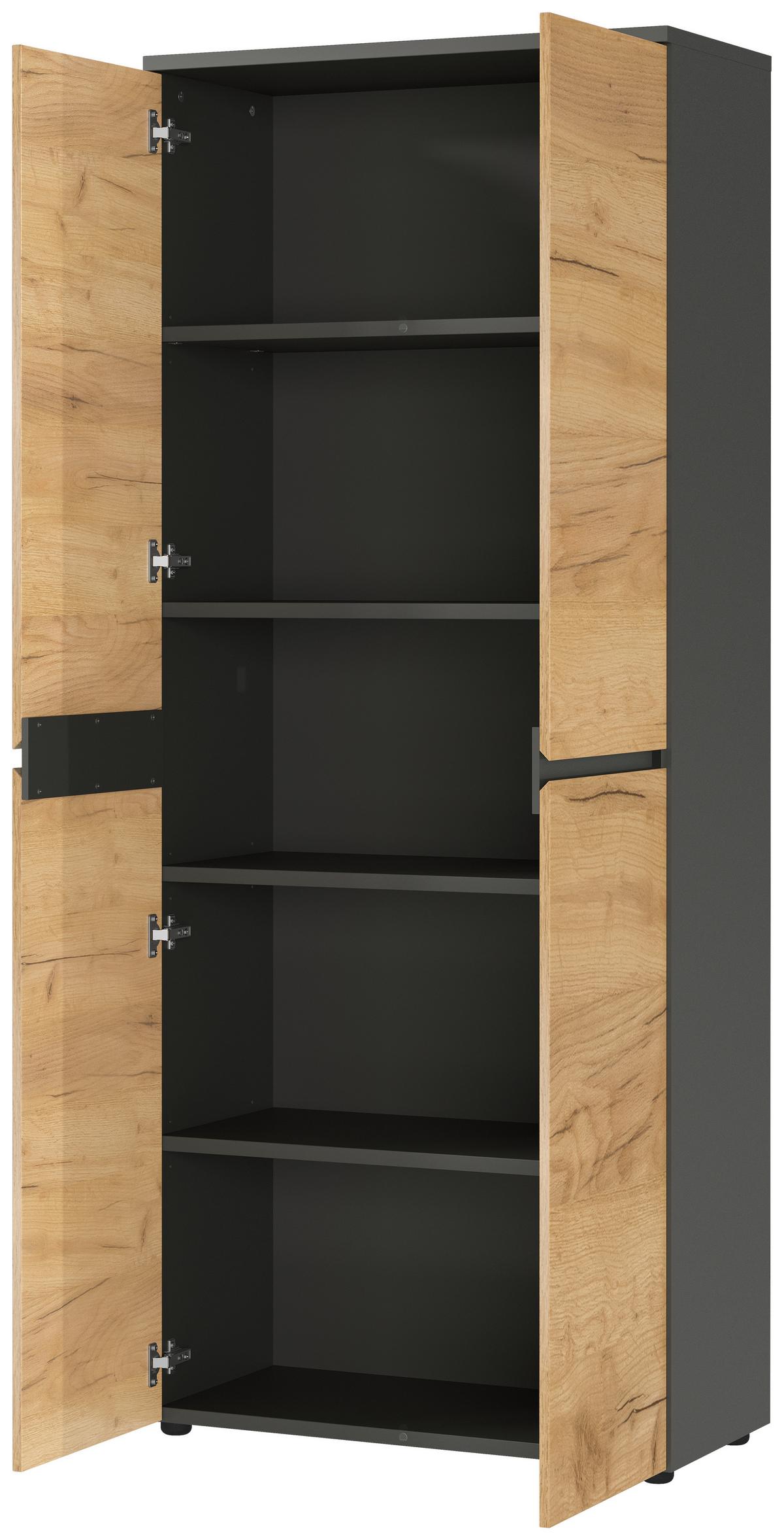 Aktenschrank Lissabon Eichefarben/Graphit B: 80 cm - Eichefarben/Graphitfarben, MODERN, Holzwerkstoff (80/197/40cm) - Germania