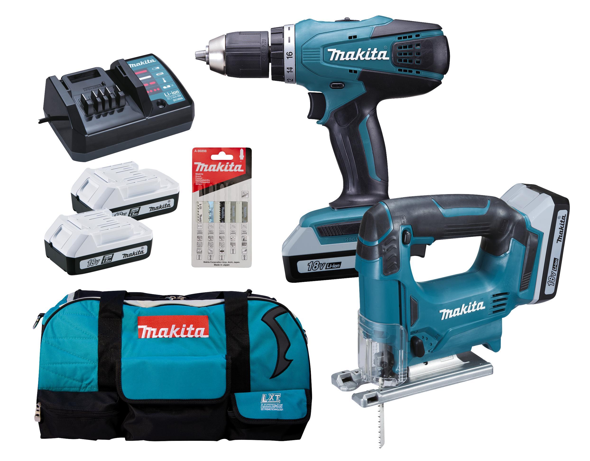 Makita Spezial-Set DK18298X1 7-teilig 18,0 V 1,3 Ah - Türkis/Schwarz, Basics, Kunststoff/Metall - Makita