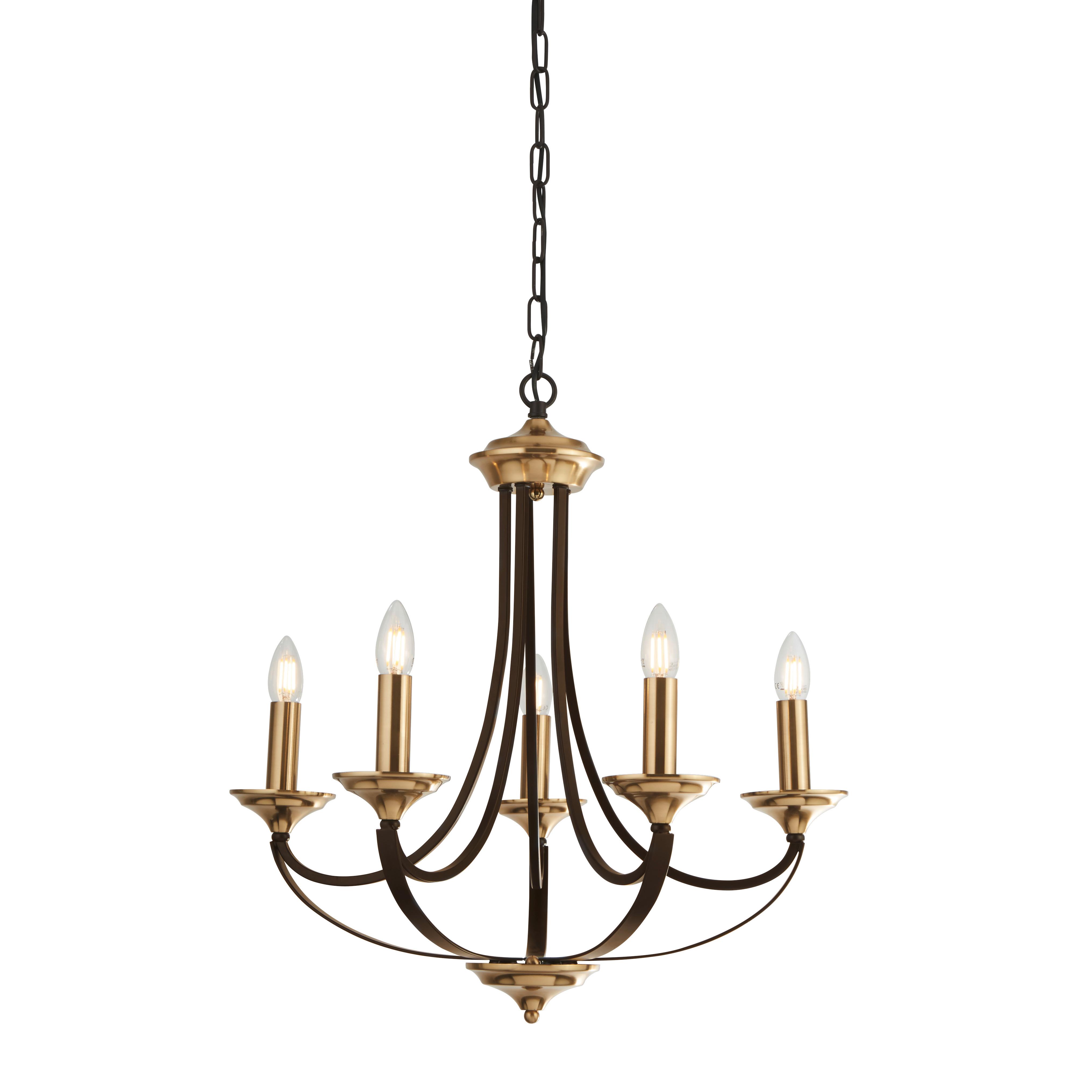 Hängeleuchte Belfry 5lt 1845-5bz - Braun/Bronzefarben, Trend, Metall (58/58/62cm)