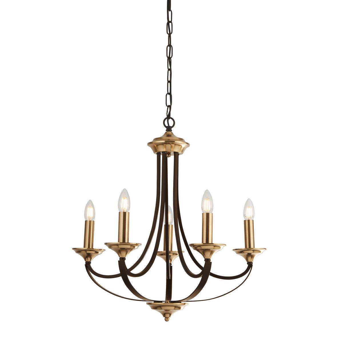 Hängeleuchte Belfry 5lt 1845-5bz - Braun/Bronzefarben, Trend, Metall (58/58/62cm)
