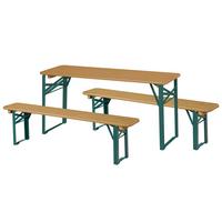Kindersitzgruppe 3-Teilig natur/Grün - Naturfarben/Grün, Basics, Holz/Metall (109/52/40cm)