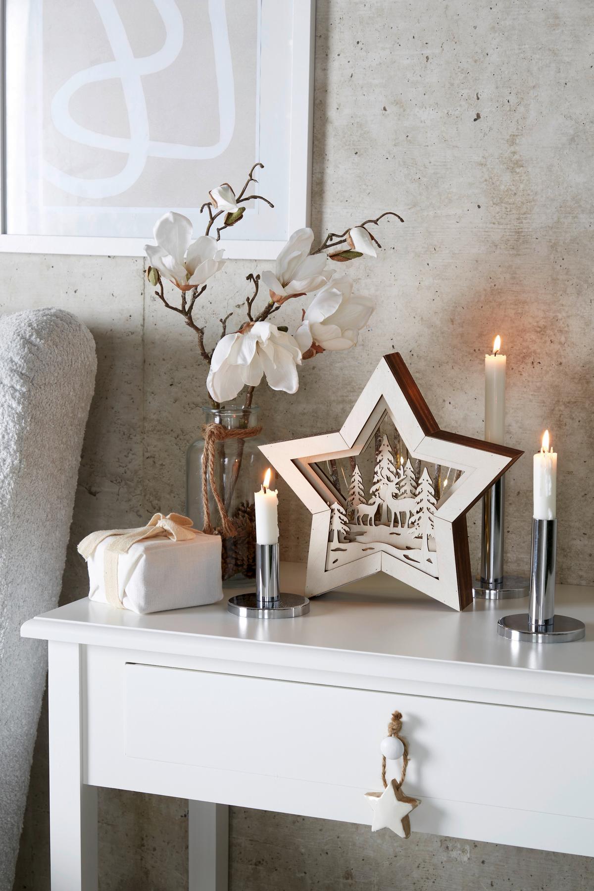 Kunstpflanze Magnolie Weiß H: 50 Cm - Weiß/Braun, Basics, Kunststoff/Textil (50cm)