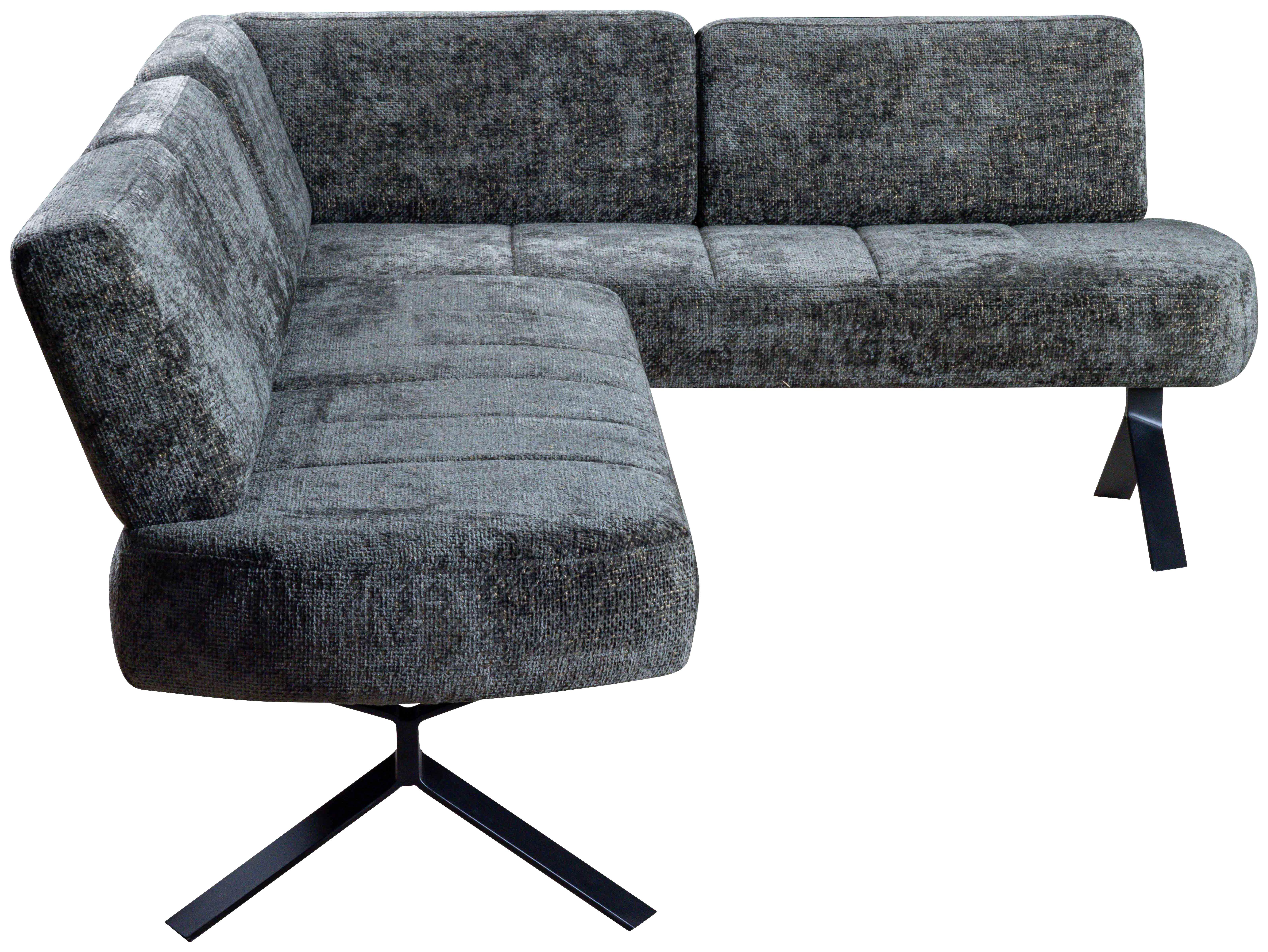 Eckbank Grün Mit Metallbeinen Ulmo 176x248 Cm - Schwarz/Grün, MODERN, Textil/Metall (176/248cm)