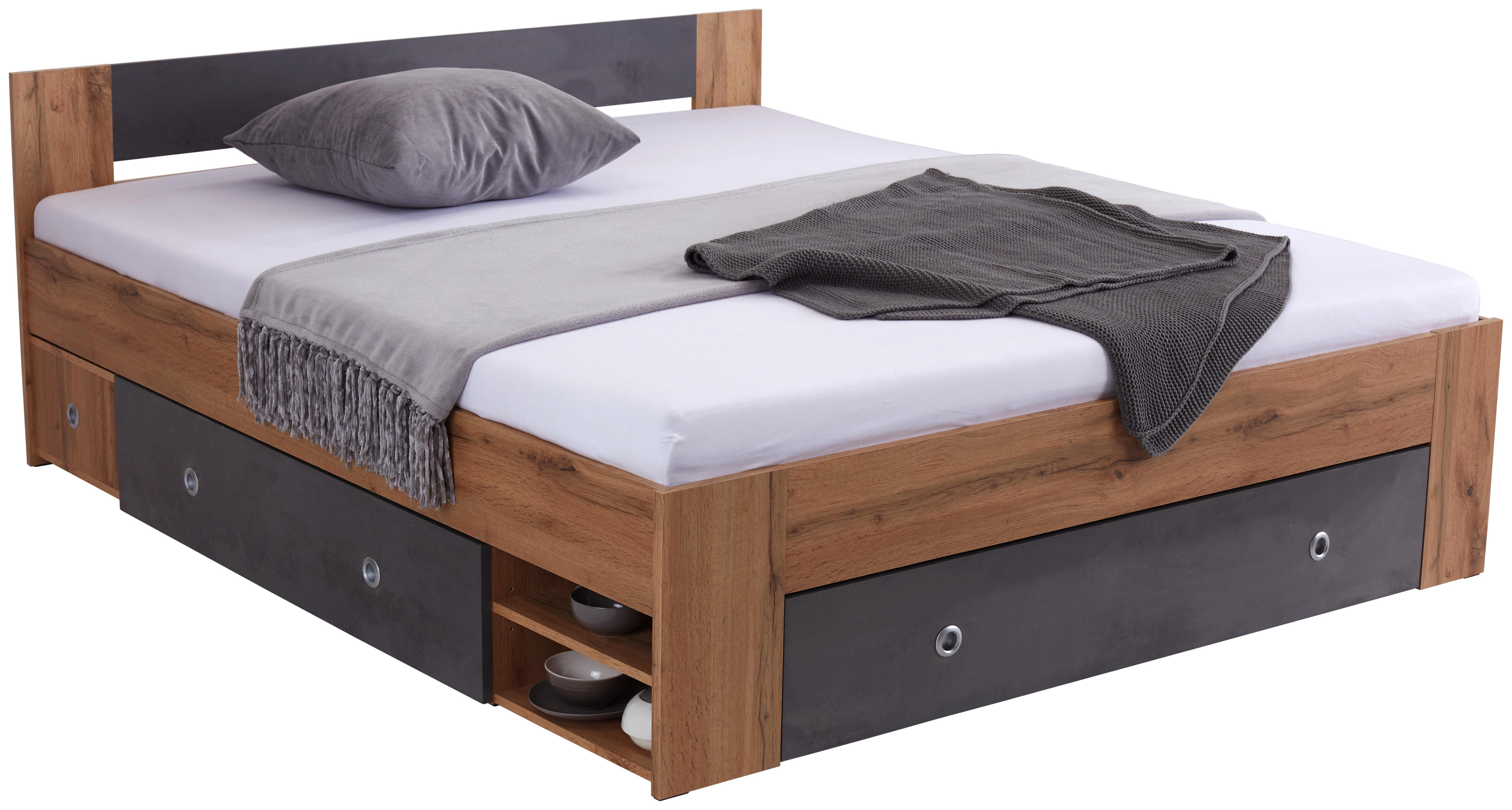 Ágykeret Azurro 180 - Tölgyfa, modern, Faalapú anyag (204/75/185cm)