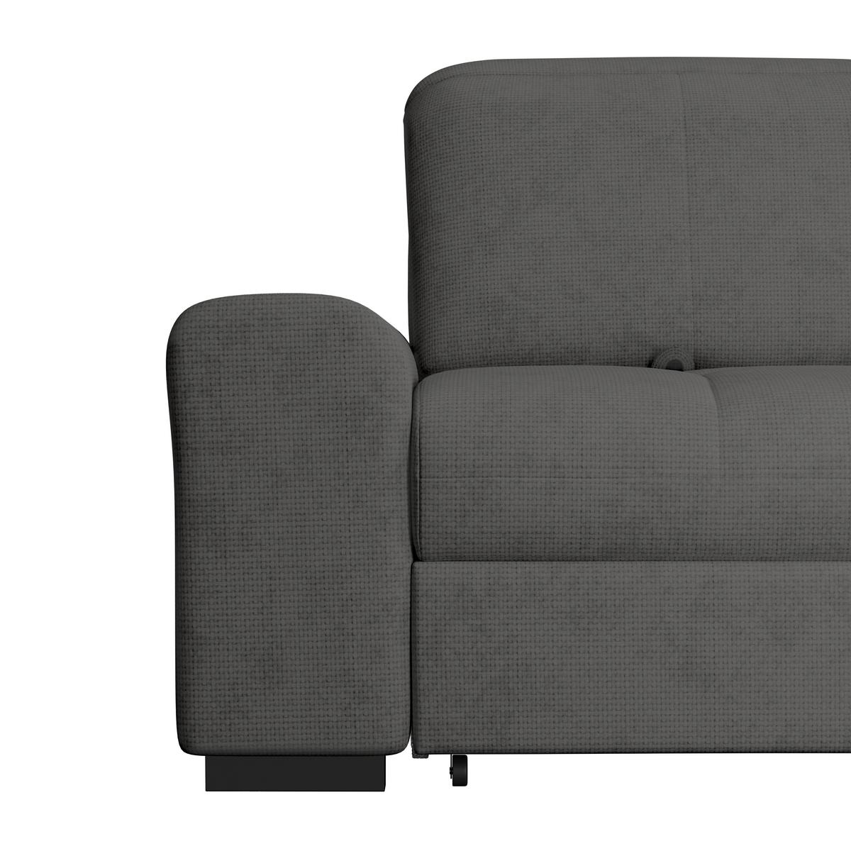 Ecksofa mit Bettfunktion Malaga new Chenille graphit - Schwarz/Graphitfarben, KONVENTIONELL, Textil (286/203cm) - Ondega