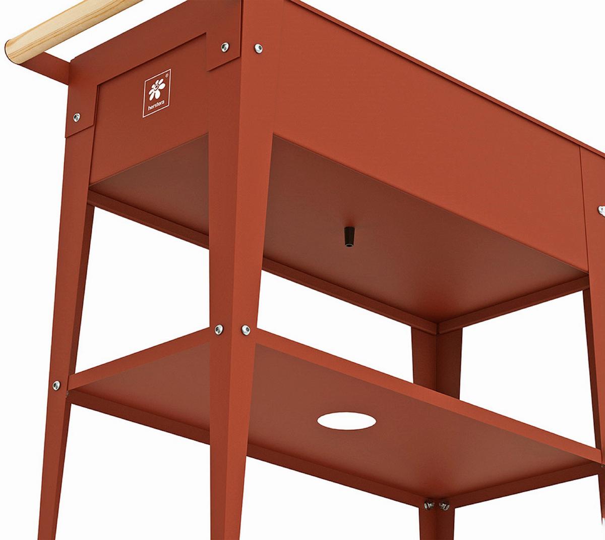 Hochbeet Stahl Kräuterfabrik mit Rollen 35x80x75 cm Rot - Rot, Basics, Metall (35/80/75cm)