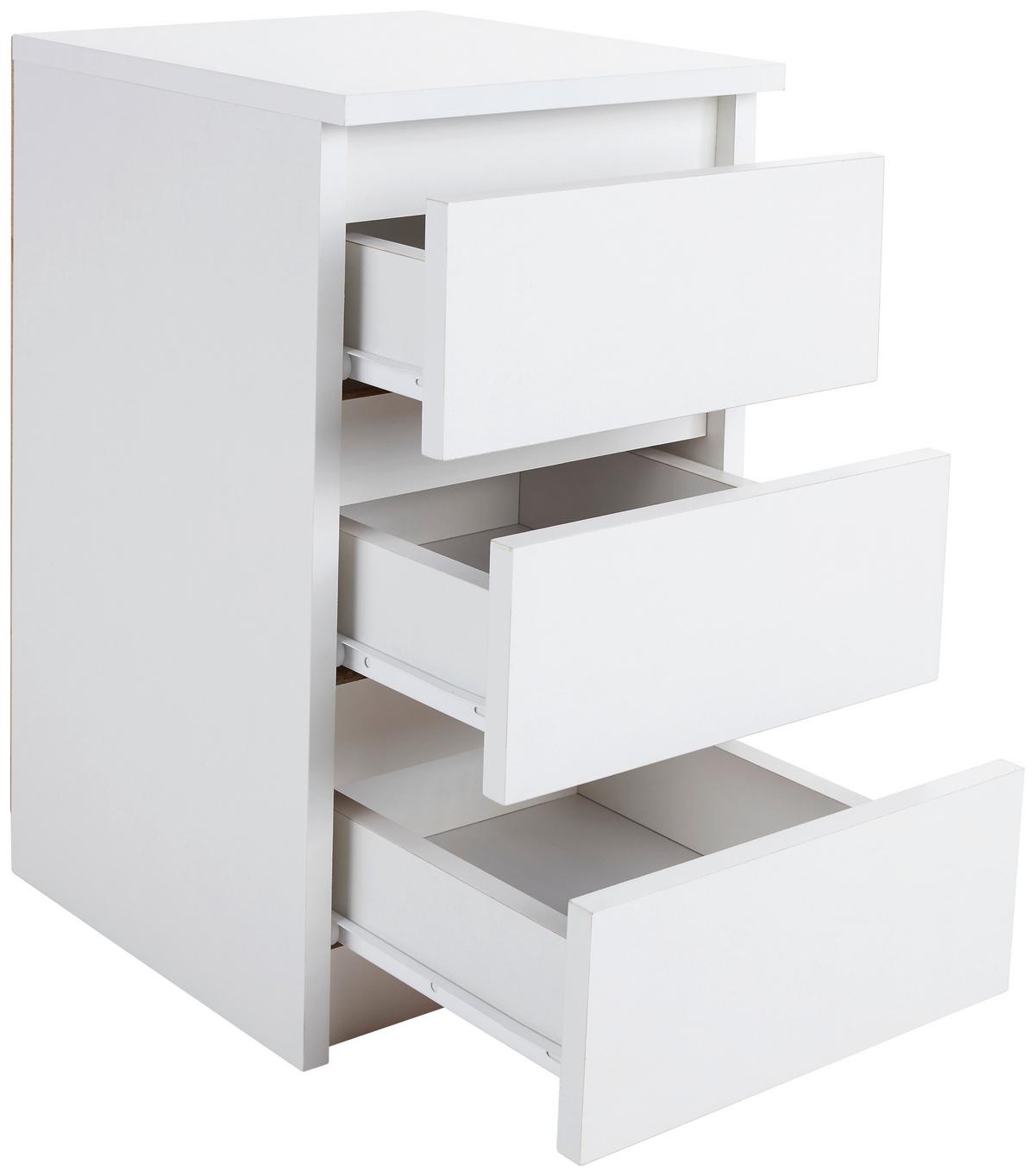 Nachtkästchen Weiß H: 55 cm Ella - Weiß, KONVENTIONELL, Holzwerkstoff (30/55/31cm)