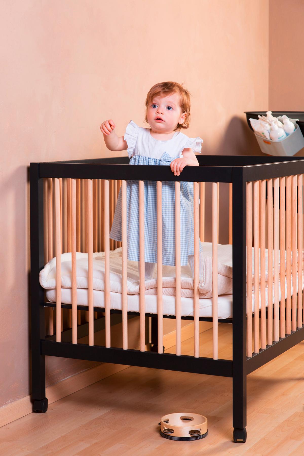 Laufgitter höhenverstellbar Schwarz, Naturfarben, L: 98 cm - Schwarz/Naturfarben, KONVENTIONELL, Holz/Kunststoff (98/78/82cm) - Childhome