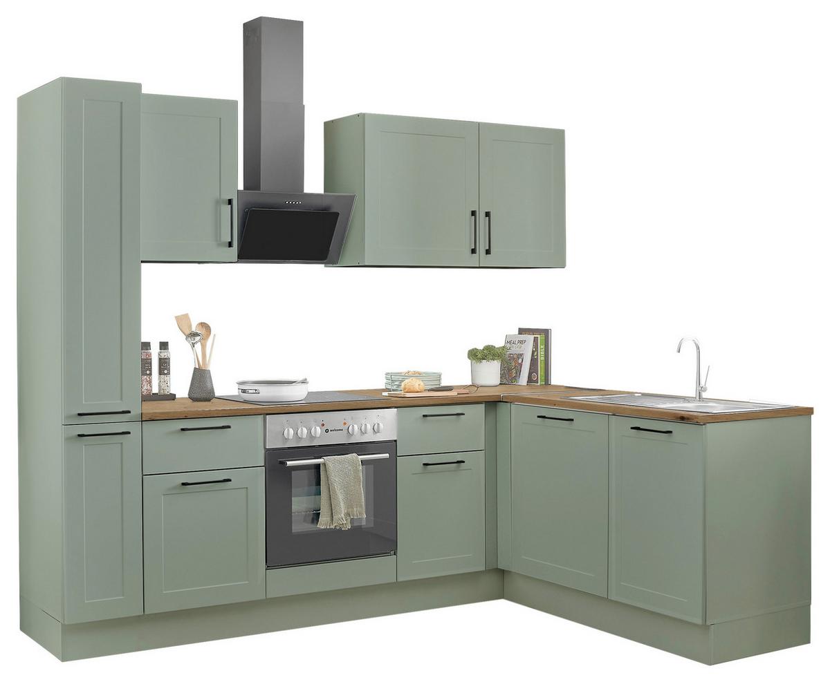 Eckküche Marseille Grün/eiche Dekor S: 250x175 Cm - Eiche Artisan/Grün, Design, Holzwerkstoff (250/175cm) - MID.YOU