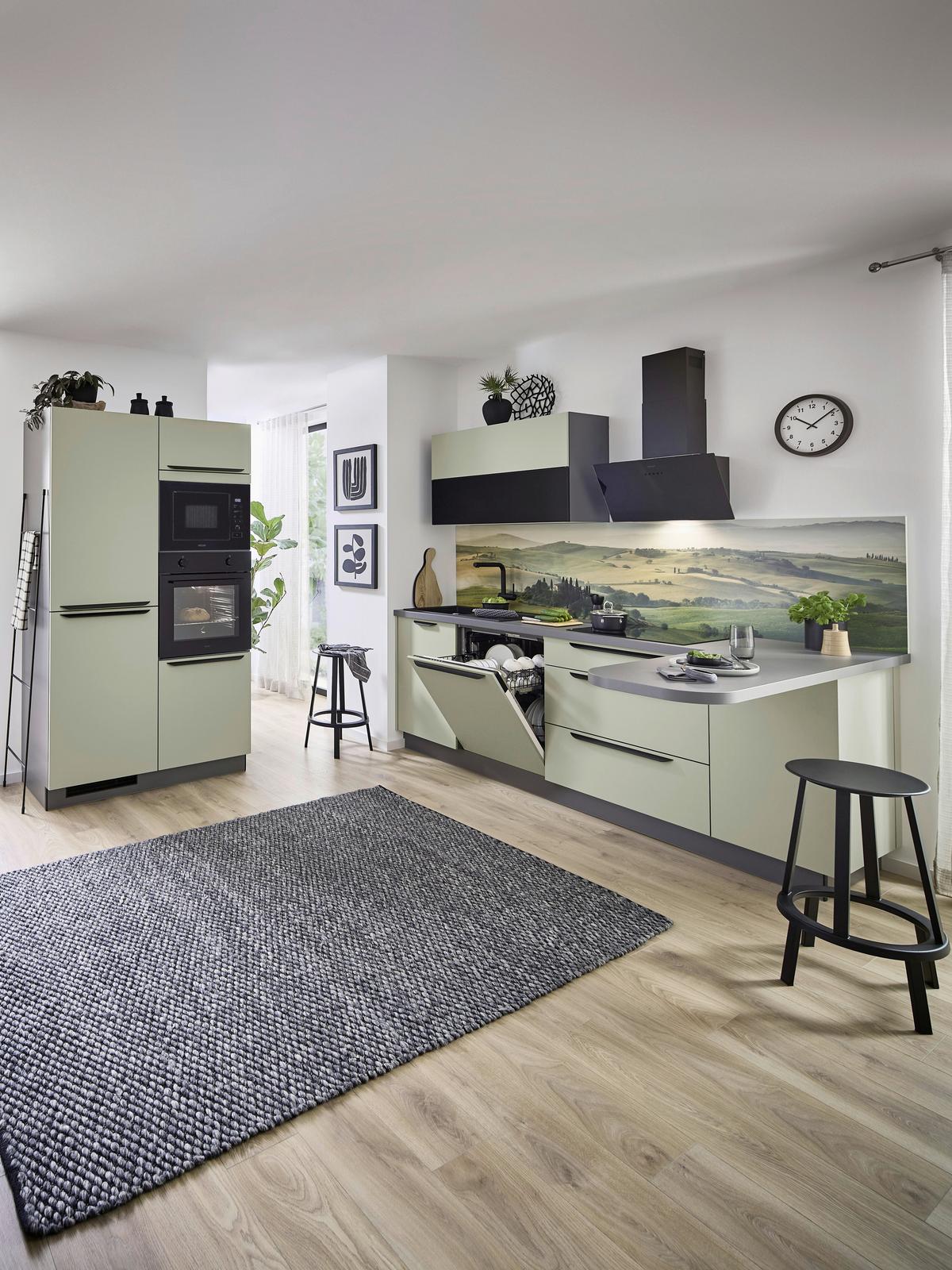 Eckküche Clean - Salbeigrün/Anthrazit, MODERN, Holzwerkstoff (120/238,8cm) - Express-Kuechen