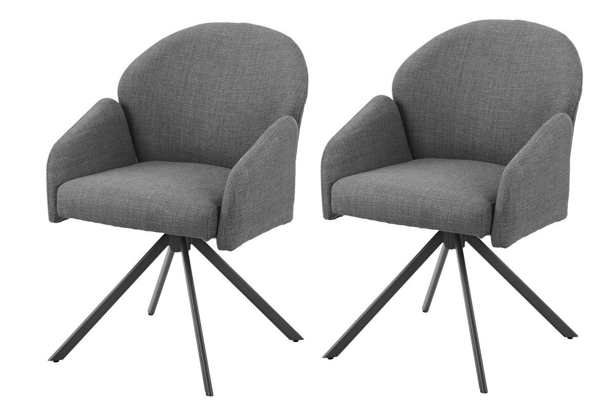 Armlehnstuhl-set Holly S 2er-Set - Grau, MODERN, Textil/Metall (56,5/84/61cm) - MID.YOU