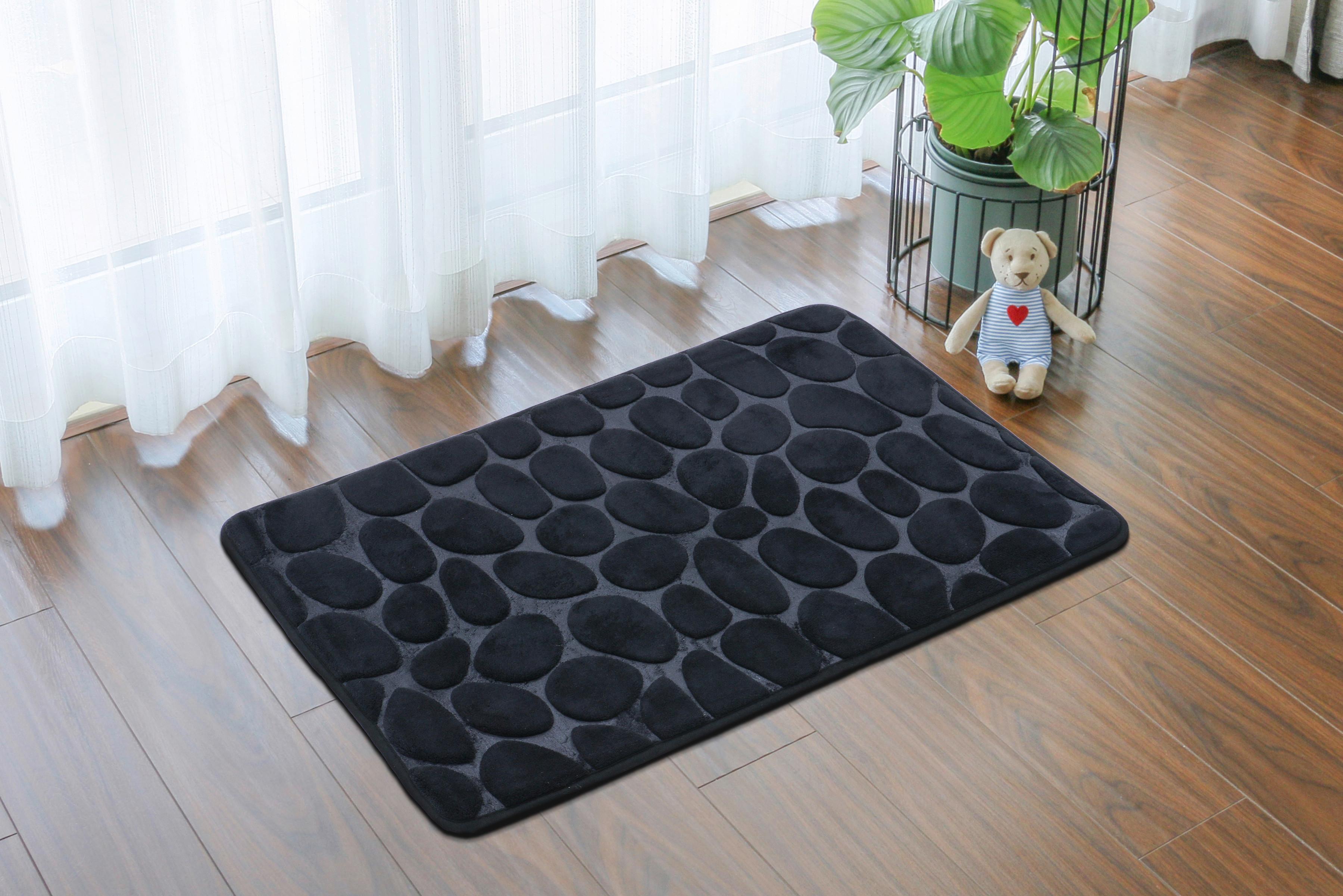 Badematte Stone 50x80 Cm Schwarz, Rutschhemmend - Schwarz, MODERN, Textil (50/80cm) - Luca Bessoni