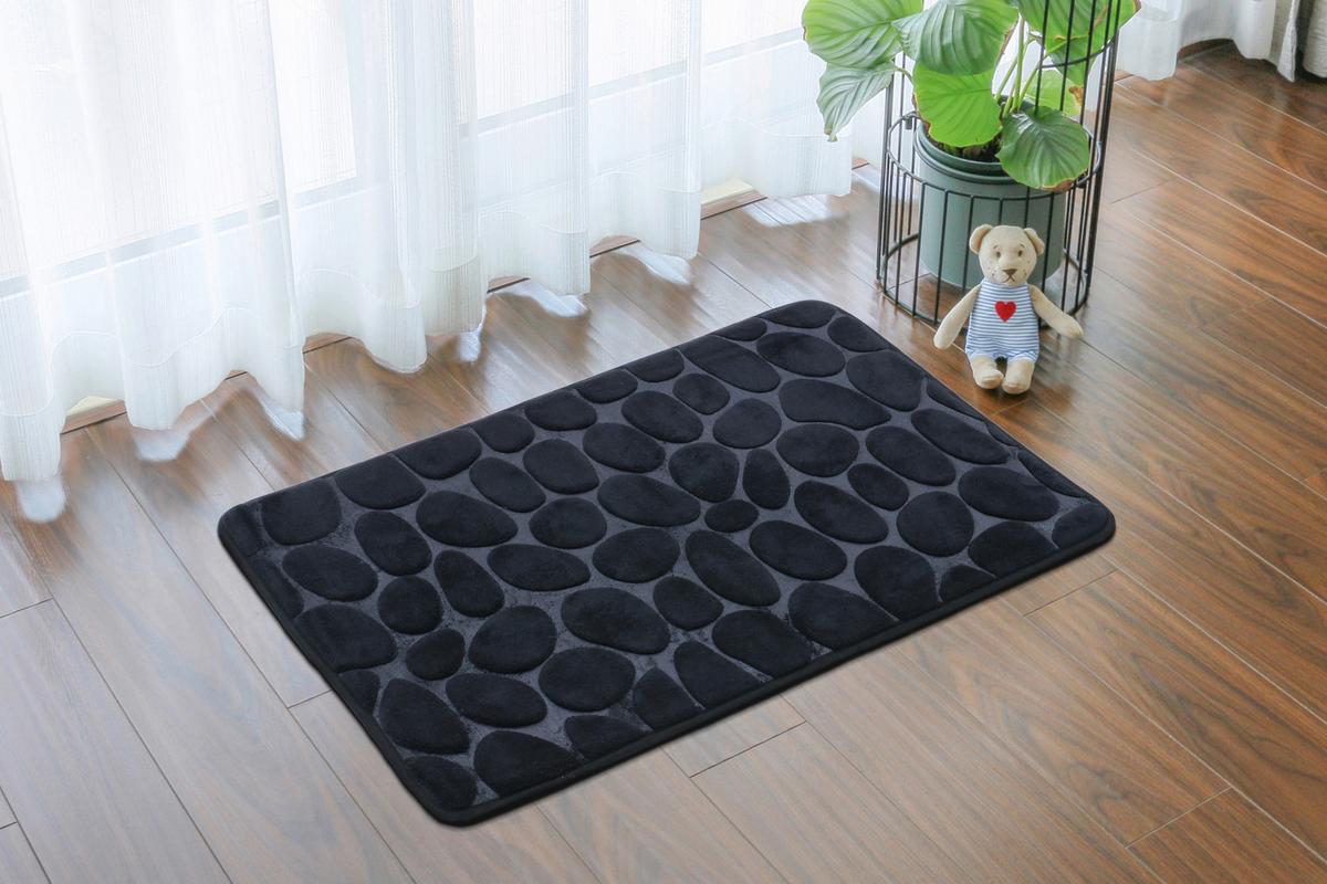 Badematte Stone 50x80 Cm Schwarz, Rutschhemmend - Schwarz, MODERN, Textil (50/80cm) - Luca Bessoni