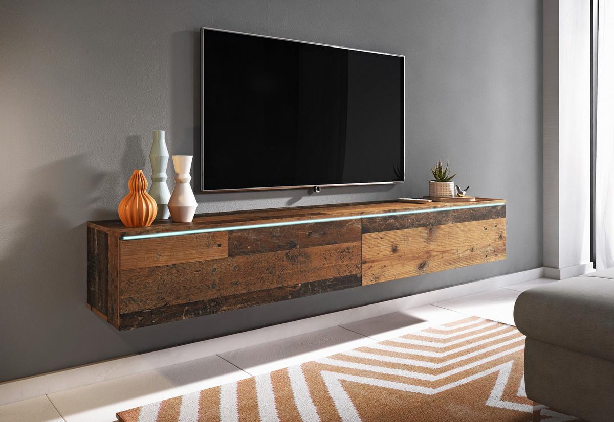 TV komoda dekor old Vintage - šedá/barva starého dubu, Lifestyle, kompozitní dřevo/plast (180/30/33cm) - P & B