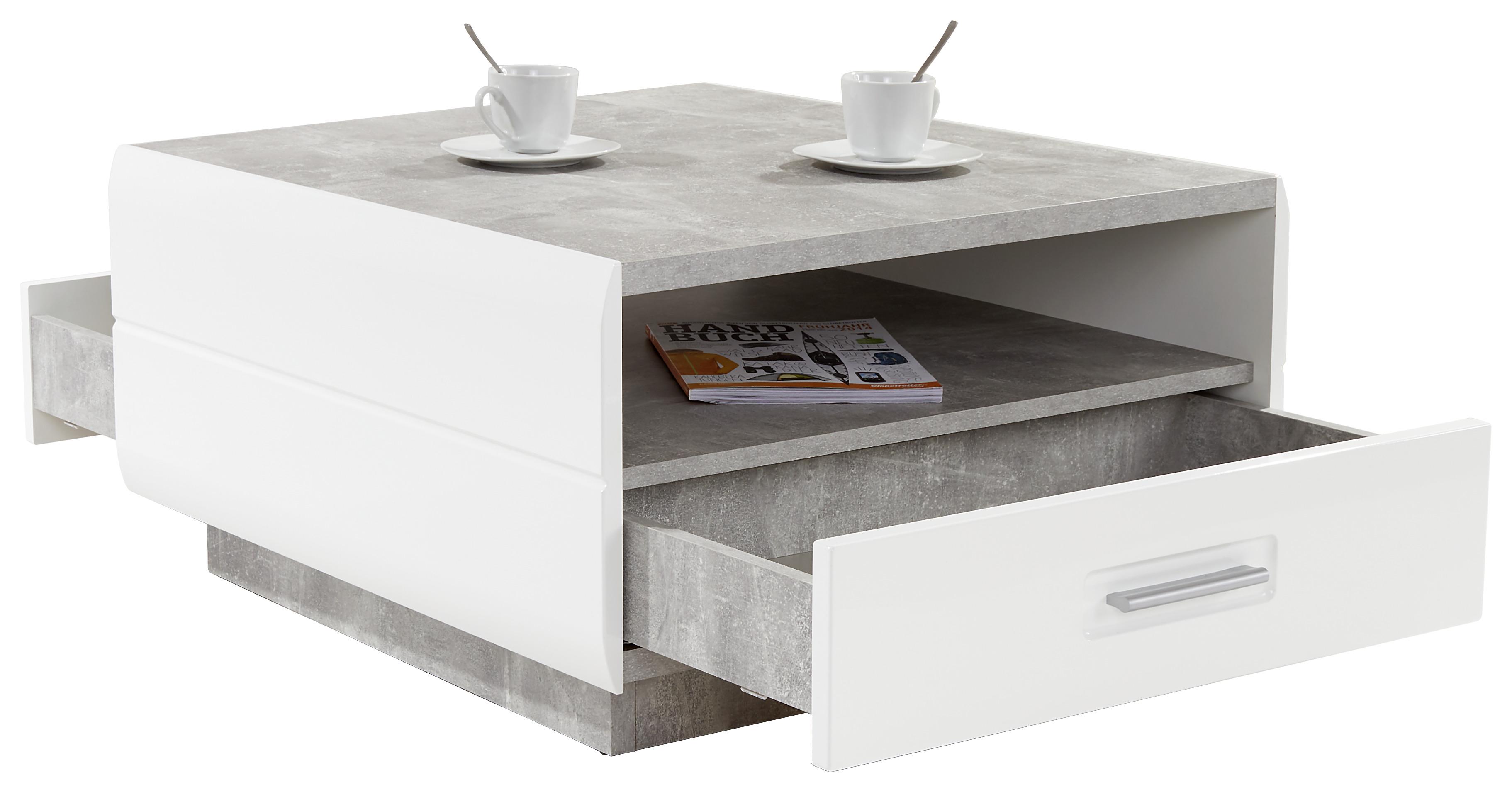 Couchtisch Mit Stauraum Avensis, Betonoptik/weiß - Weiß/Grau, MODERN, Holzwerkstoff (75/40/75cm) - Luca Bessoni