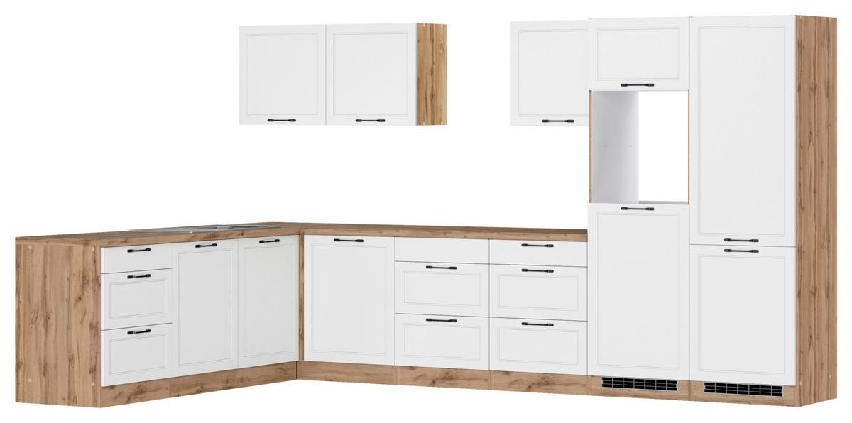 Eckküche Meran Ohne Geräte 240x360 Cm Weiß/eiche Dekor - Eiche Wotan/Weiß, LIFESTYLE, Holzwerkstoff (240/360cm) - Held