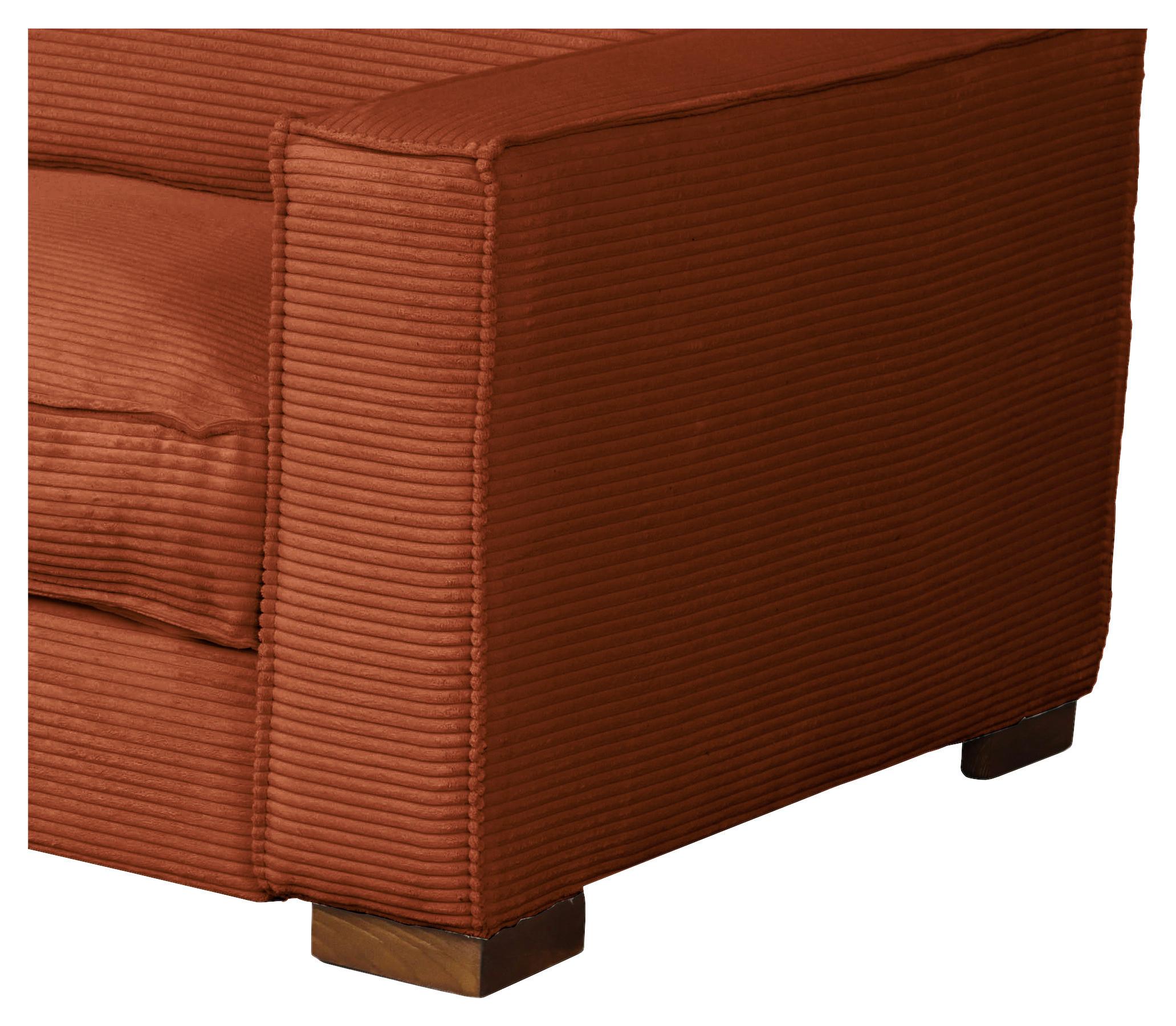 Schlafsofa Texas Rostfarben Cord, B: 203 Cm - Rostfarben/Dunkelbraun, Design, Textil (203/85/99cm) - MID.YOU
