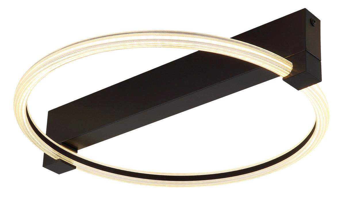 Deckenleuchte inkl. 1 LED 15W, 230V, ca. 41,4x38x8,5 cm - Transparent/Schwarz, Design, Kunststoff/Metall (41,4/38/8,5cm) - Globo