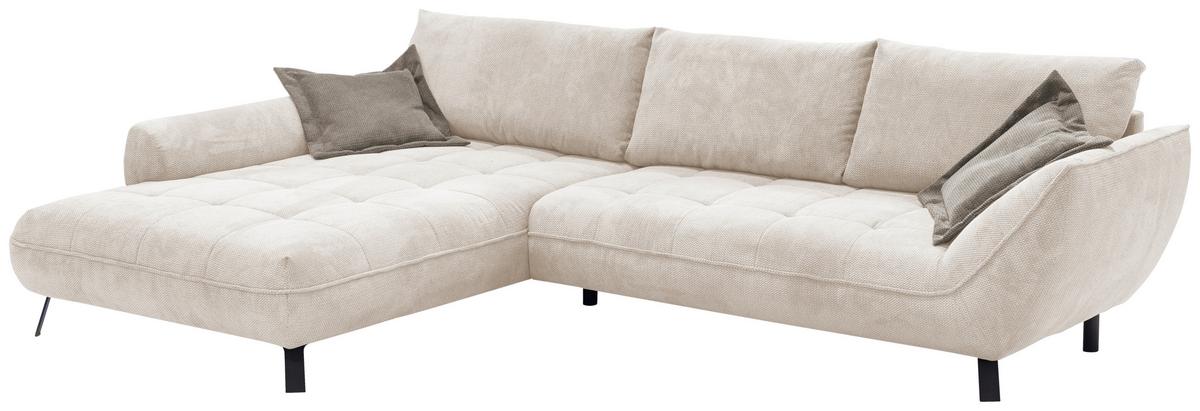 Ecksofa Biarritz, Beige, Braun Schenkel: 205x324 cm - Hellbraun/Beige, Design, Textil (205/324cm) - Livetastic