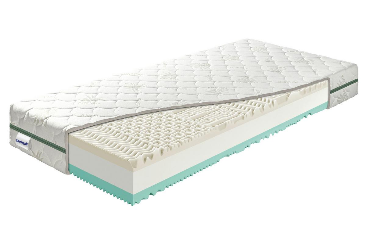 Matrac z pamäťovej peny Aloe H3/ H4, V: 18cm - bílá/zelená, Lifestyle, textil (80/200cm) - Spimsi