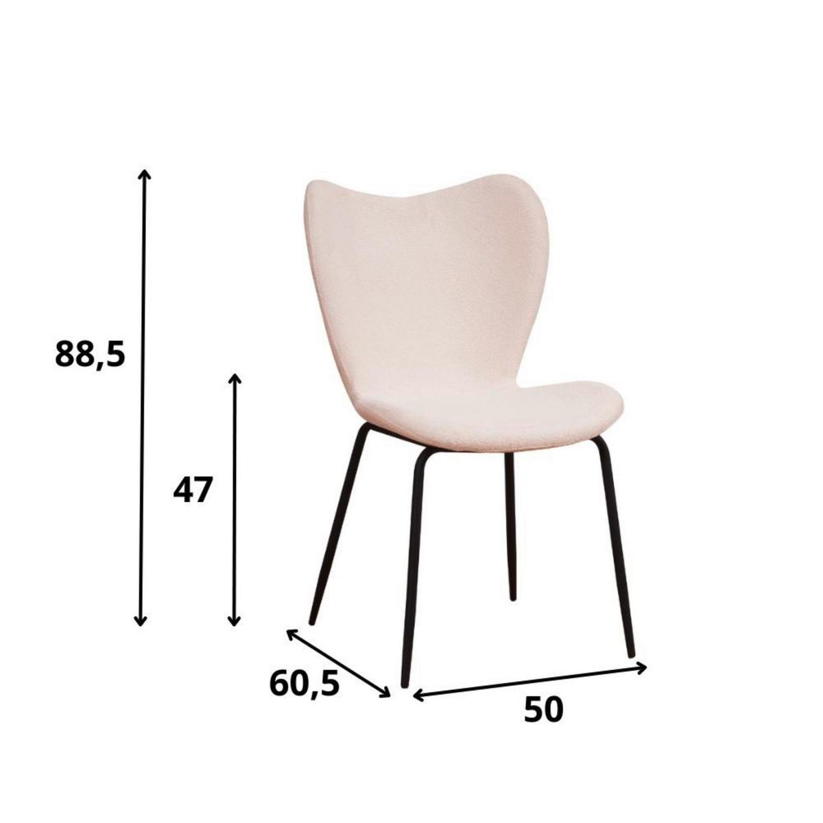 Stuhl-Set Caen Beige/Weiß B: 50 cm - Creme/Schwarz, MODERN, Textil/Metall (50/88,5/42cm) - MID.YOU