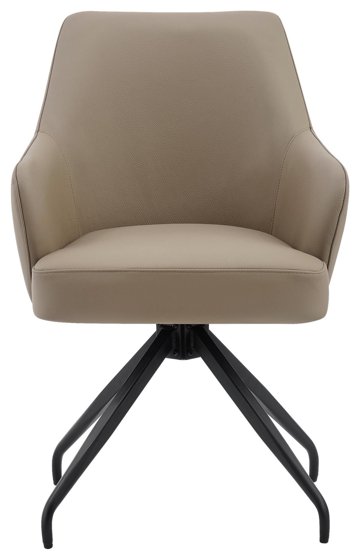 Armlehnstuhl Janette Schwarz/Taupe B: 57,5 cm - Taupe/Schwarz, MODERN, Leder/Holz (57,5/83,5/63cm) - Livetastic