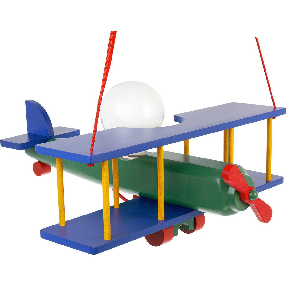 Kinderhängeleuchte Flugzeug H: 75 cm 1-Flammig - Multicolor, KONVENTIONELL, Holz (42/45/75cm)