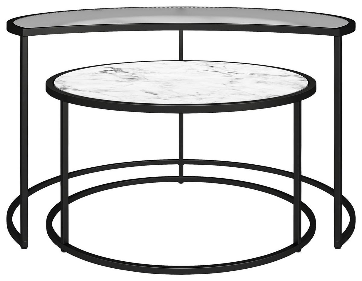 Couchtischset Moon Phases Weiß L: 78 Cm - Schwarz/Weiß, Design, Glas/Holzwerkstoff (78/45/62cm) - MID.YOU