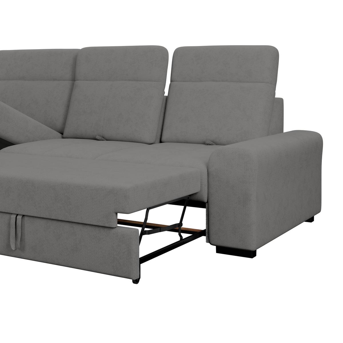 Ecksofa mit Bettfunktion Malaga new Chenille anthrazit - Anthrazit/Schwarz, KONVENTIONELL, Textil (203/286cm) - Ondega