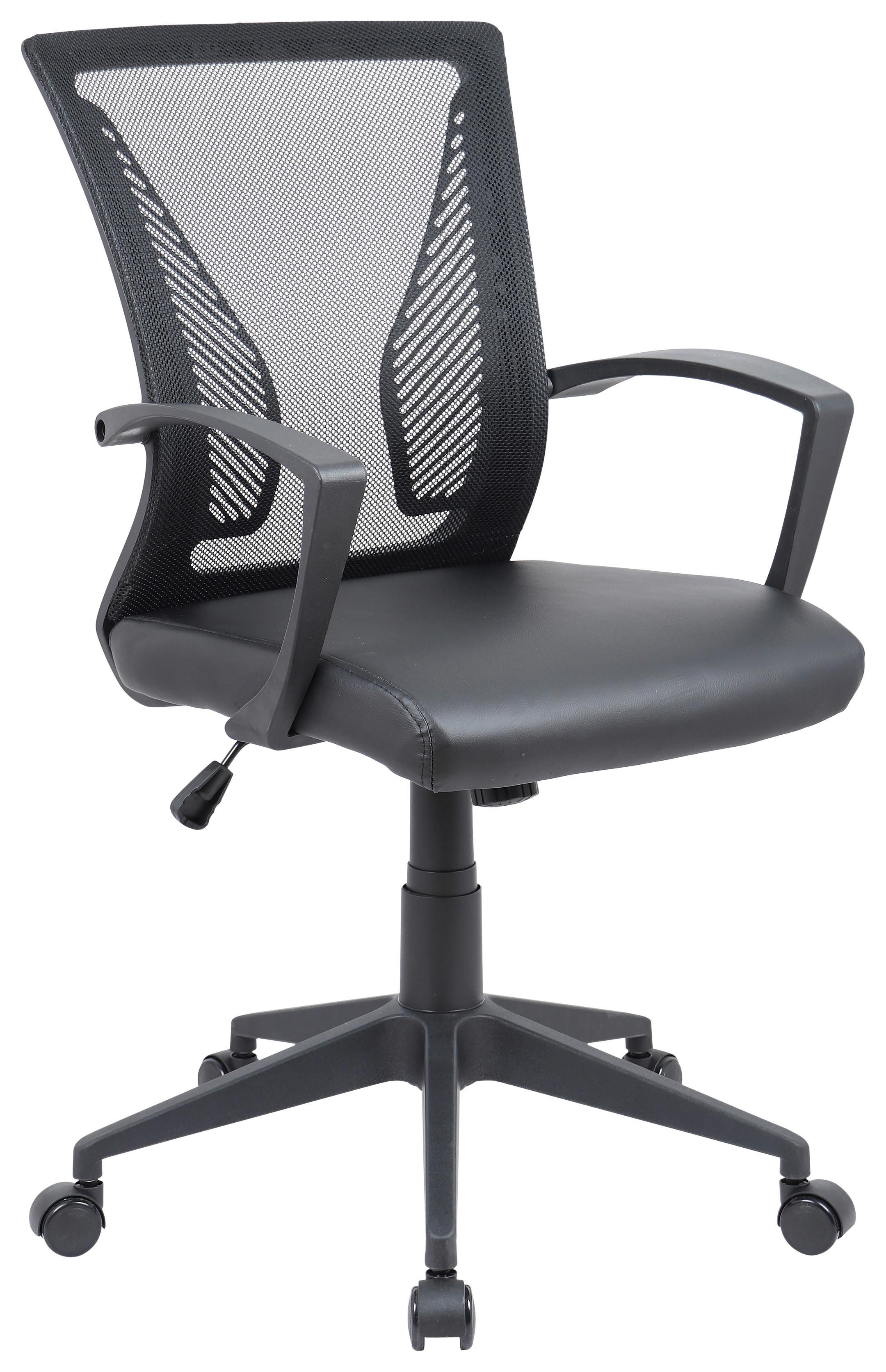 Drehstuhl Offilo Pu - Schwarz, KONVENTIONELL, Kunststoff/Metall (48/92/46cm)